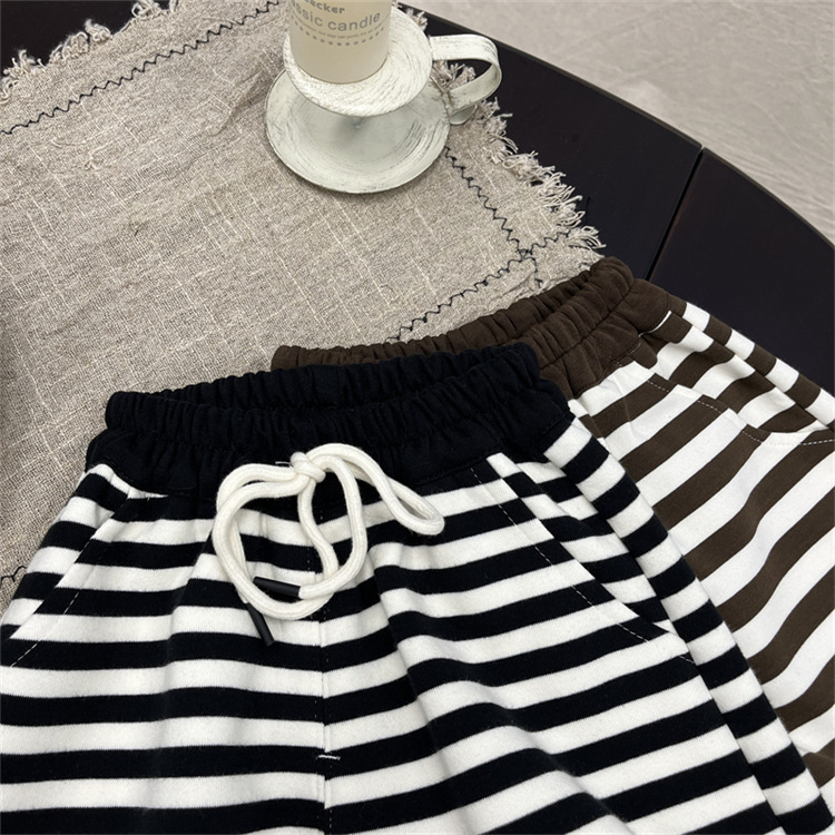 Baby children's striped casual sweatpants, boys' autumn clothing, cartoon pants, Korean version, girls' loose pants_voghion.com
