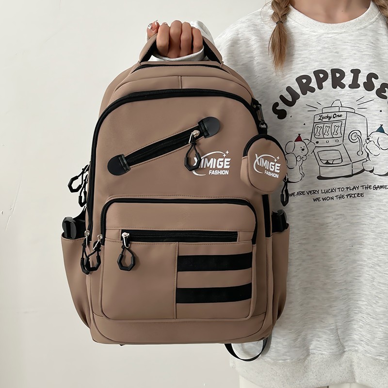 Mochila de doble hombro, nueva mochila de gran capacidad, escuela de mochilas escolares de tendencia de varios pisos para mujeres que viajan de ocio