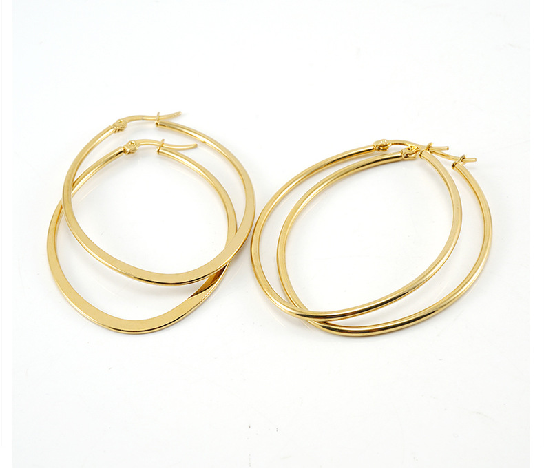 Style Simple Rond Acier Inoxydable Boucles D'oreilles Cerceau Placage Boucles D'oreilles En Acier Inoxydable display picture 2