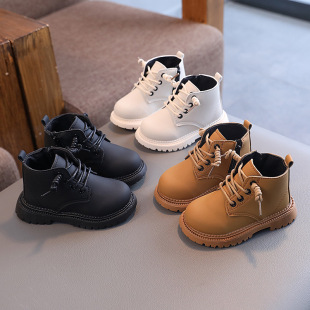 2025 Autumn and Winter New Children's Shoes Children's Martin Boots Girls' Shoes British Style Leather Short Boots Boys' Boots
