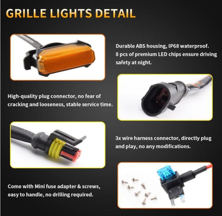 Suitable for TOYOTA Tantu TRD medium mesh grille light TOYOTA TUNDRA medium mesh small yellow light decorative daytime running light