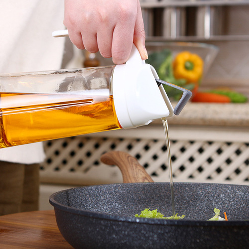 Meizi large-capacity glass oil bottle dust-proof and leak-proof automatic opening and closing oil bottle condiment bottle vinegar soy sauce bottle factory direct sale