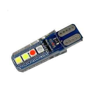 Car Led Silicone T10 Crystal Lamp 4-Color Flowing Water Flash 3030 8Smd Driving Width Indicator License Plate Light