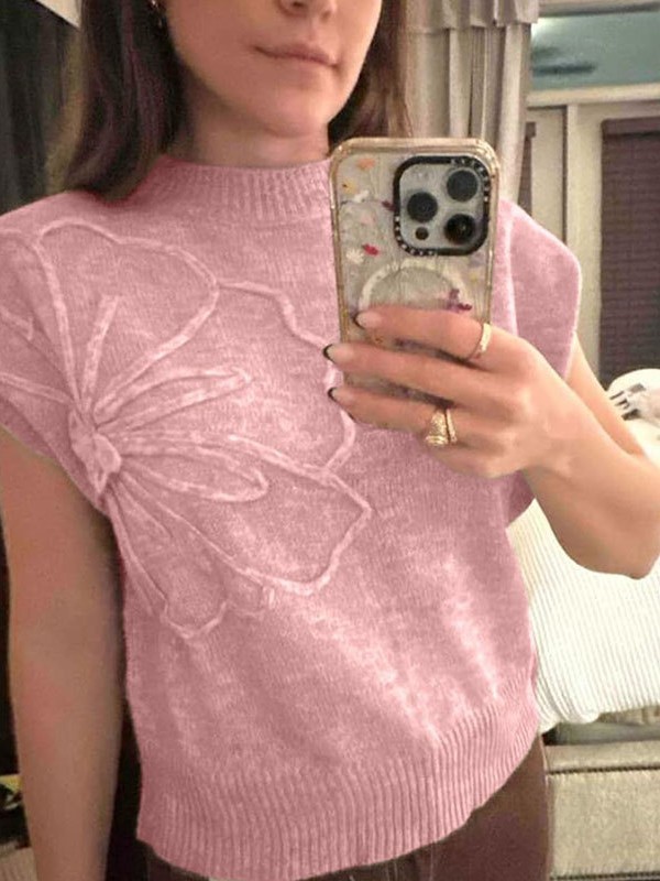 国境を越えた新しいヨーロッパとアメリカのアマゾンルーズ女性のセーター無地ニット刺繍ノースリーブベストトップ女性のための|undefined
