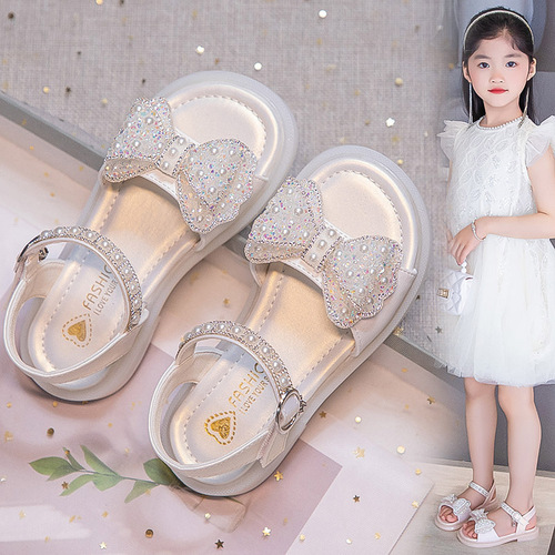 2025 Summer Girls' Sandals, Princess Style: Soft-Soled Crystal Shoes for Little Girls and Toddlers—Perfect for Children's Performances