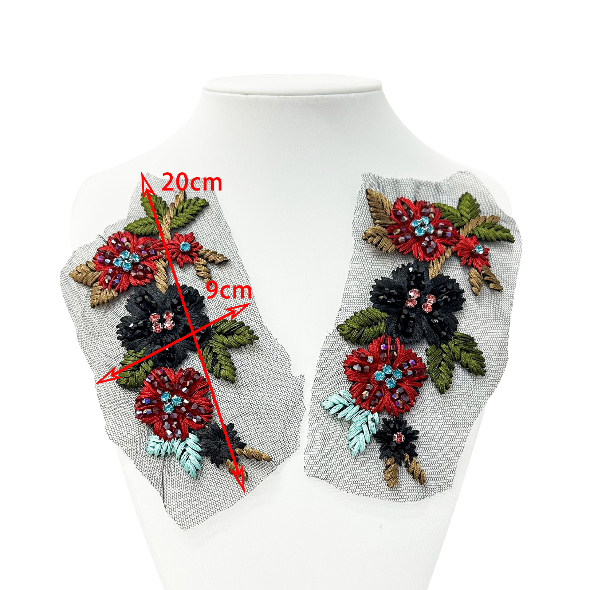 Decoración bordada hecha a mano hilo de malla de cristal encaje perlas pegatinas de tela hecha a mano coser sin adhesivo de espalda accesorios de decoración de ropa