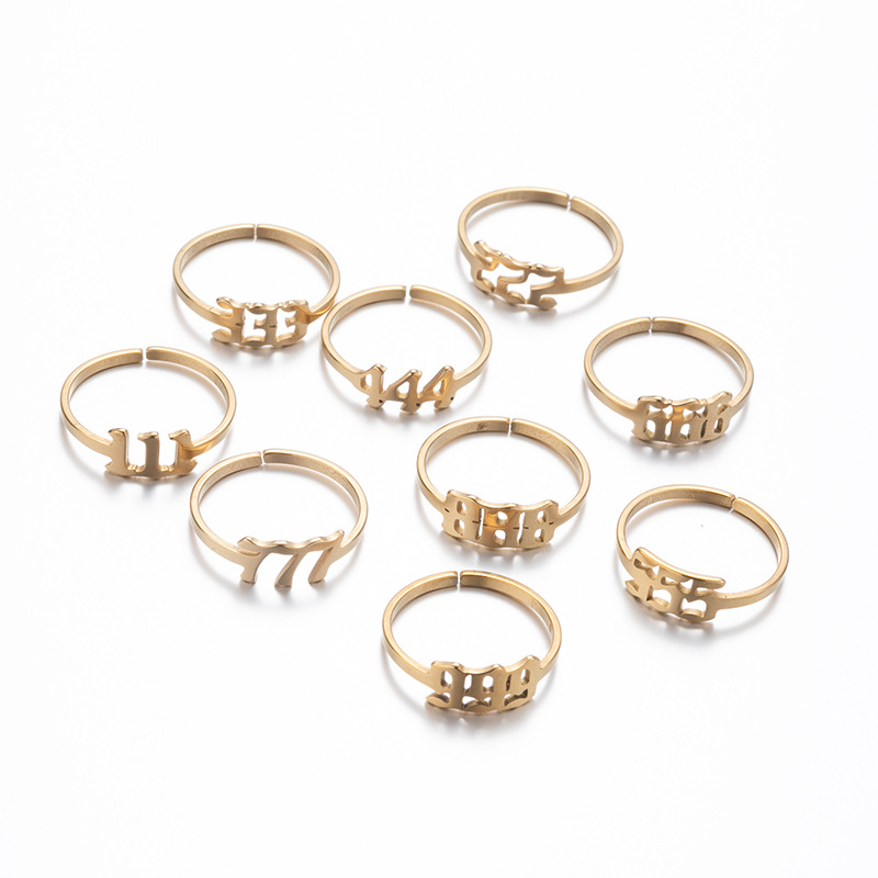 Fashion Number Stainless Steel Open Ring Plating No Inlaid Stainless Steel Rings display picture 6