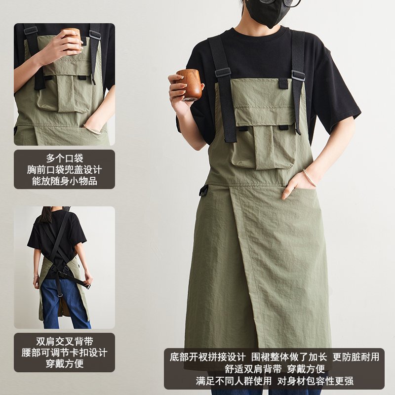 Apron for Women, Korean Style, Fashionable, Suitable for Baristas, Milk Tea Shops, Hair Salons, Nail Salons, Restaurants, Workwear, down Jacket, Casual Workwear