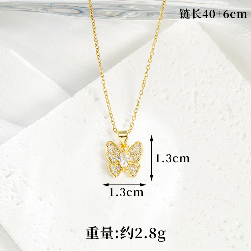 Nuevos productos collares de oro de arena de Vietnam micro-colourado mariposa pendientes de mariposa para mujeres lujosas no se desvanecen joyerías transfronterizas al por mayor