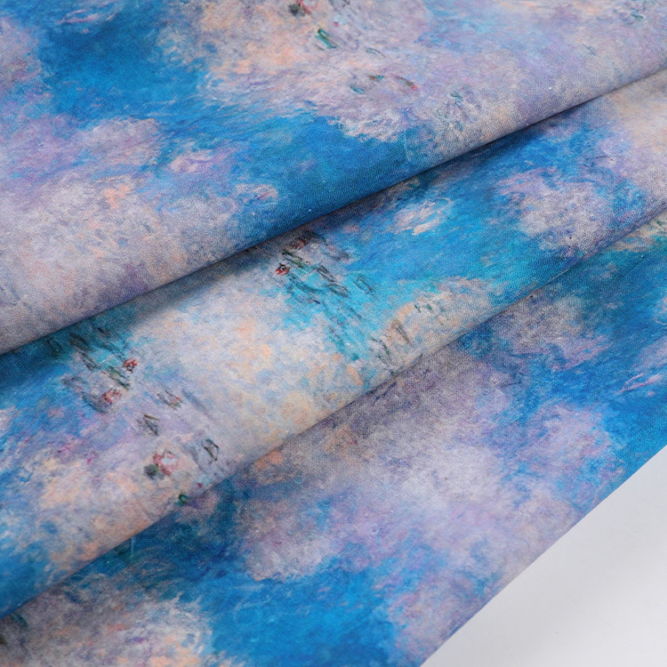 European and American oil painting style diy handmade clothing book clothing mouth gold bag fabric spot cotton digital printing fabric