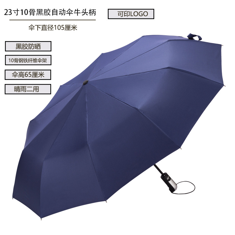 23寸10骨黑胶自动伞 藏青色 主图800 2