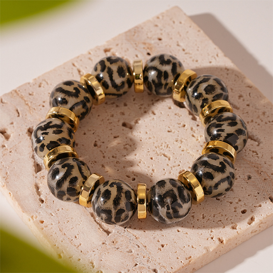 1 Piece Quantity Retro Leopard Alloy Beaded Chain Beaded Bracelets Wholesale