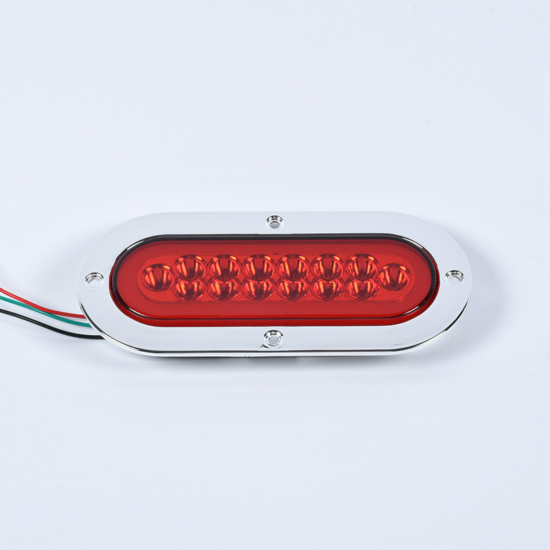Cross-Border In-Stock Truck Tail Light 12V24V14Led Oval Light Guide Flowing Arrow Truck Tail Light Truck Side Light