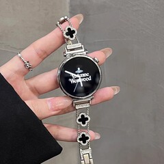适用华为GT5手表带金属四叶草镶钻华为GT4女款四叶草贝母华为表带