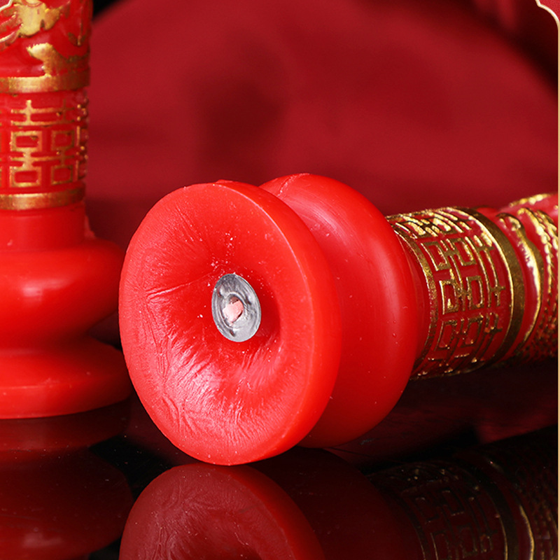 婚慶用品婚禮拜堂龍鳳喜字紅花燭一對結婚燭台蠟燭紅婚慶婚禮