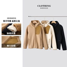 户外蓄热双面保暖秋冬男士机能情侣摇粒绒轻盈连帽夹克外套防风