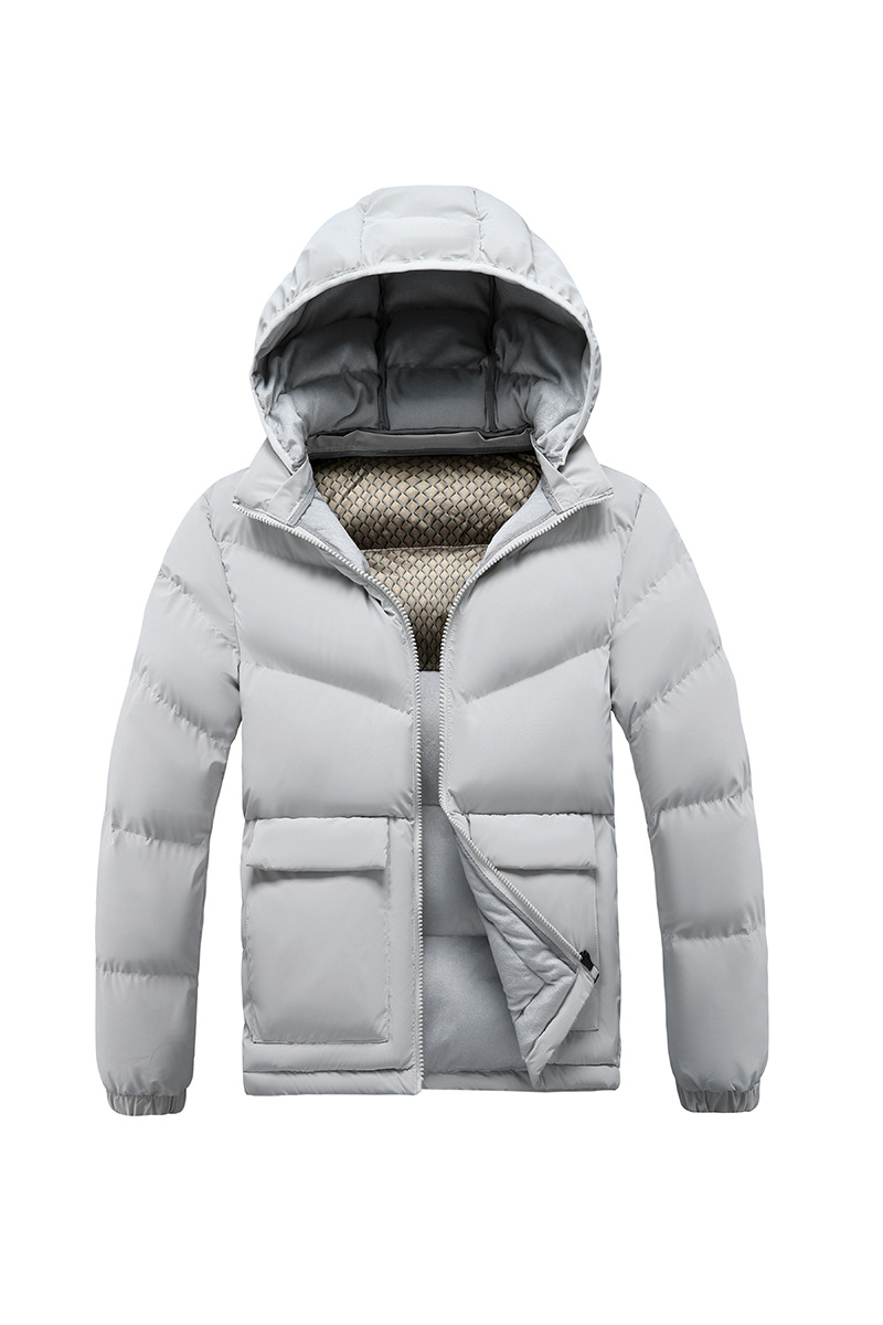 Baumwollgefütterte Herren-Graphen-Jacke in Slim-Fit-Passform mit abnehmbarer Kappe und dicker Kapuze_voghion.com