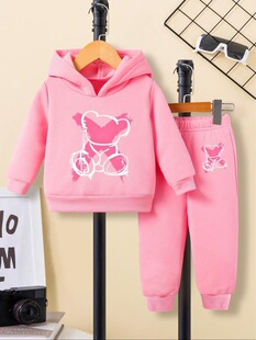 D 51579 Girl's Heart Print Sweatsuit ͯ�b�l�����b �羳