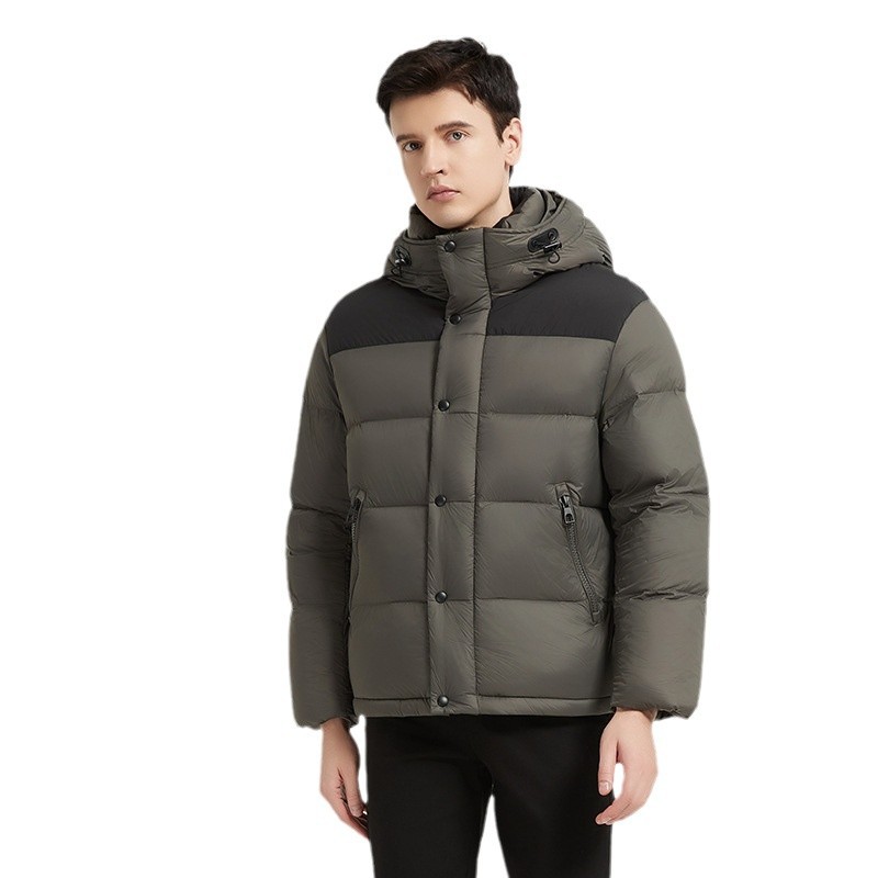 冬用ホワイトダックダウンジャケット メンズ 厚手 暖かい 2025年新作 ショート丈 フード付きダウンジャケット メンズ 極寒対応