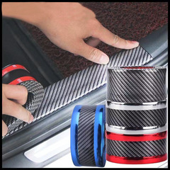Car Accessories Modification Threshold Bar Footrest Fender Step Plate Carbon Fiber Texture Door Edge Impact Protection Strip Decor