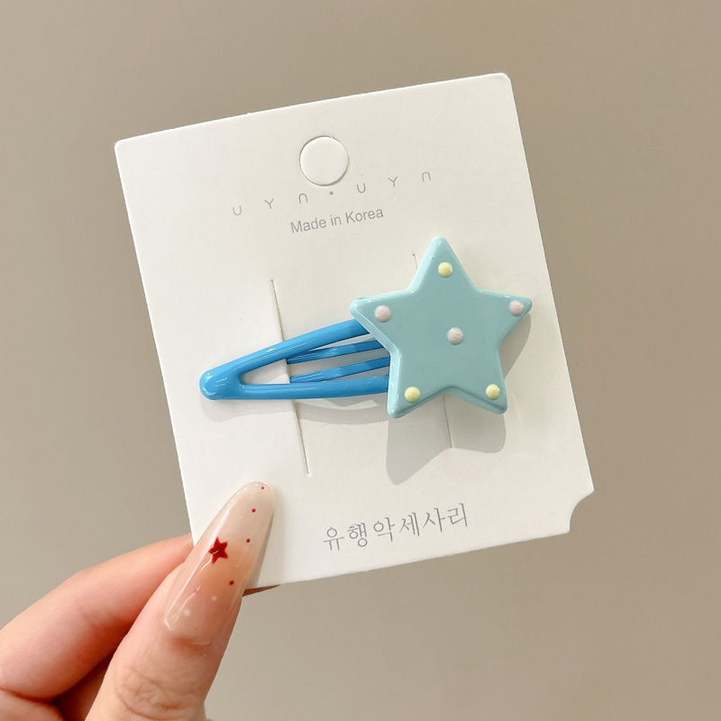 파란색 물방울무늬 오각별