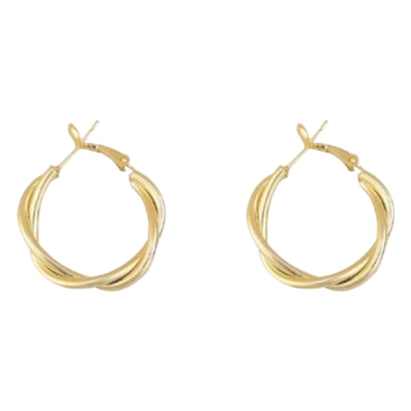 South Korea ins round ring twist earrings female niche design personality earrings temperament Internet celebrity simple earrings