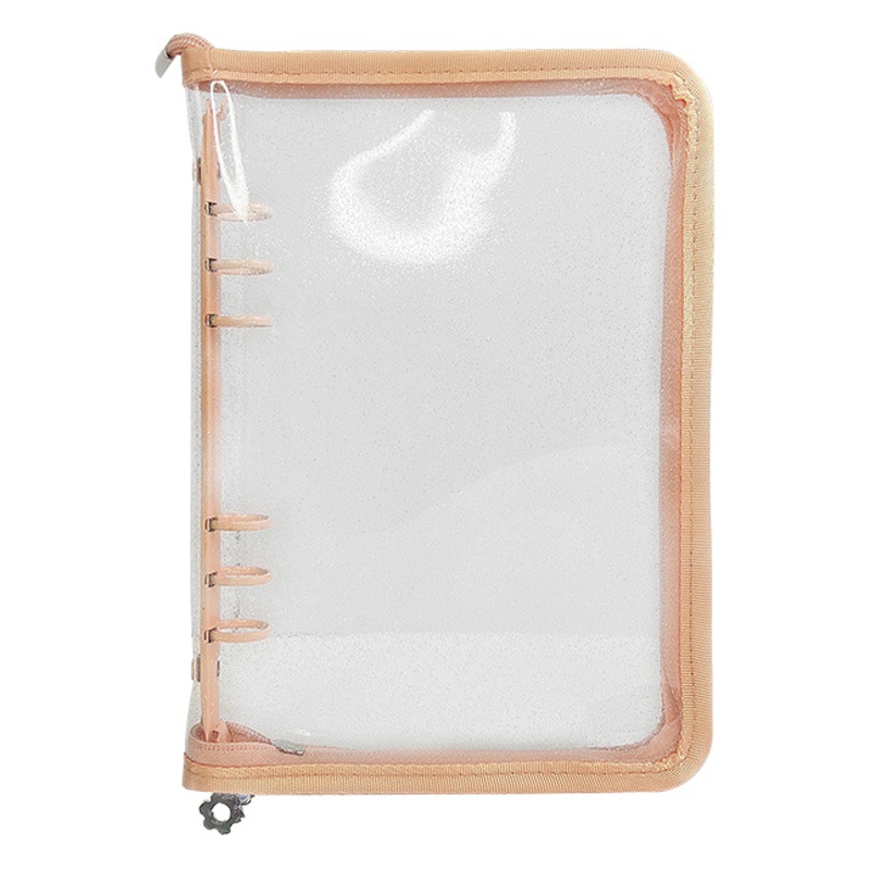 Corea del Sur de allí plana transparente negro brillo cremallera 6-agujero de hoja suelta Notebook ins estrella catcher libro de cuentas