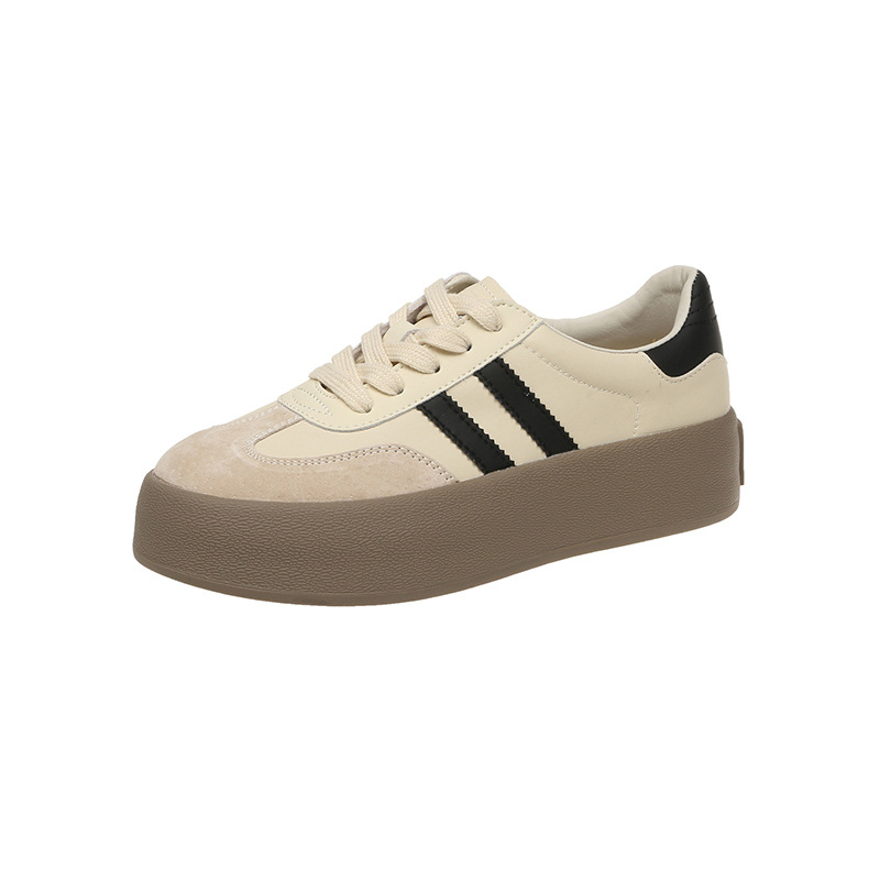 Echte Leder Damen Sneaker Mit Dicker Sohle Und Bunten Akzenten_voghion.com