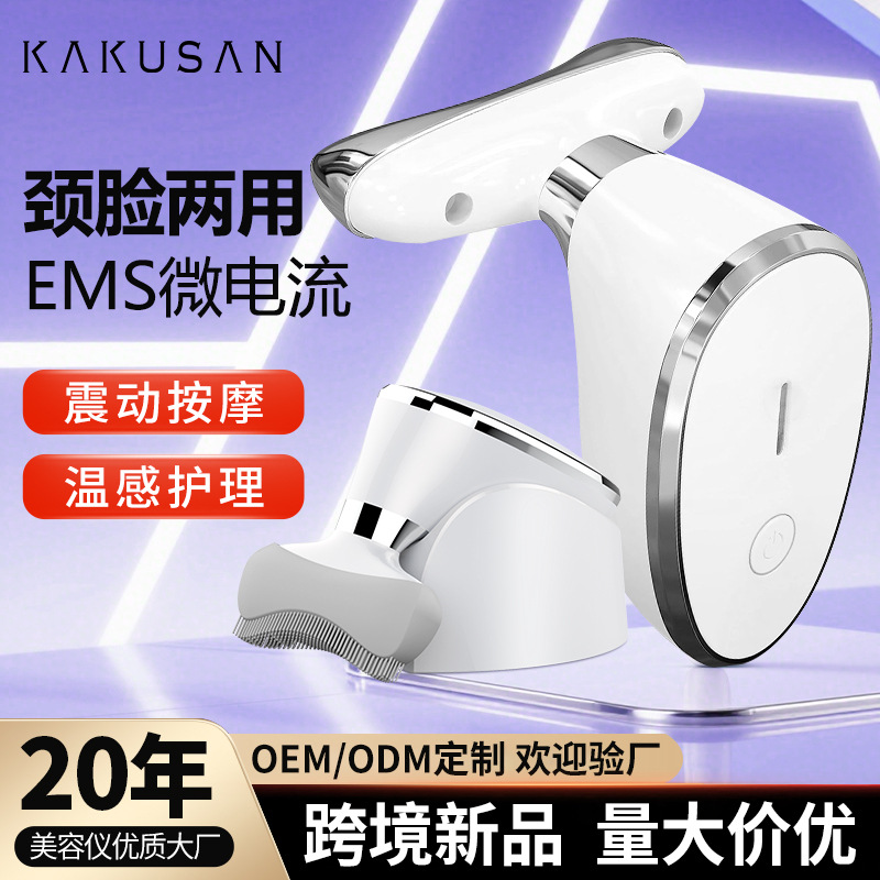 Nuevo producto Medidor de belleza para el cuello Medidor de patrón de cuello de masaje de vibración Plancha pequeña para levantar el cuello y la cara Instrumento de belleza de introducción de luz de color