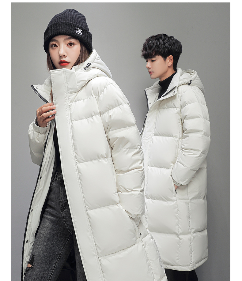 Herrenbekleidung Neue Baumwolljacke für Herren Mittellange warme Winterjacke für Herren und Damen im gleichen Stil Weiße Entenbaumwolle Paaroberteile_voghion.com