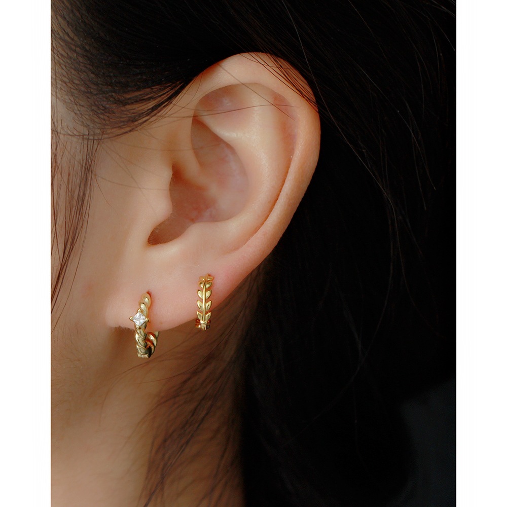 Women'S Gender 1 Pair 925 Sterling Silver Leaf Hoop Earrings