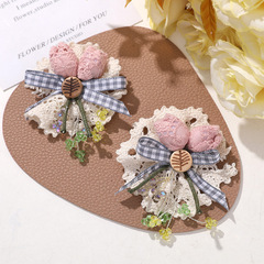 優しい織り手の生地ウールチューリップの花布ステッカー diy ヘアバンドエッジクリップ頭飾りコサージュ衣類アクセサリー