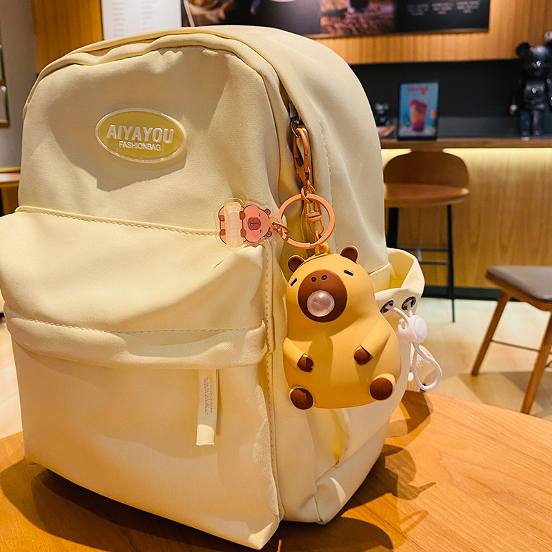 Kapibara Plush Squeeze Keychain Bubble Blowing Stress Relief Toy Quirky Backpack Pendant_voghion.com