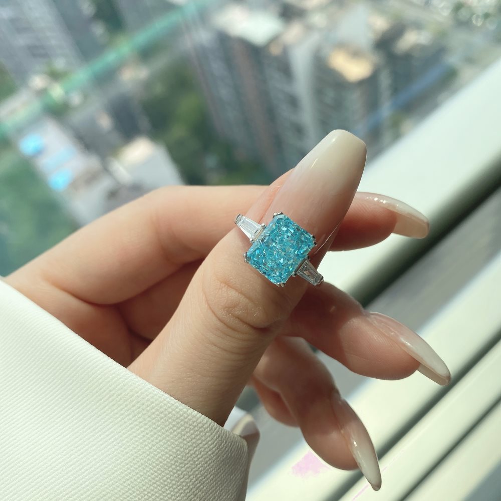 Luxurious Square Sterling Silver Plating Zircon Rings