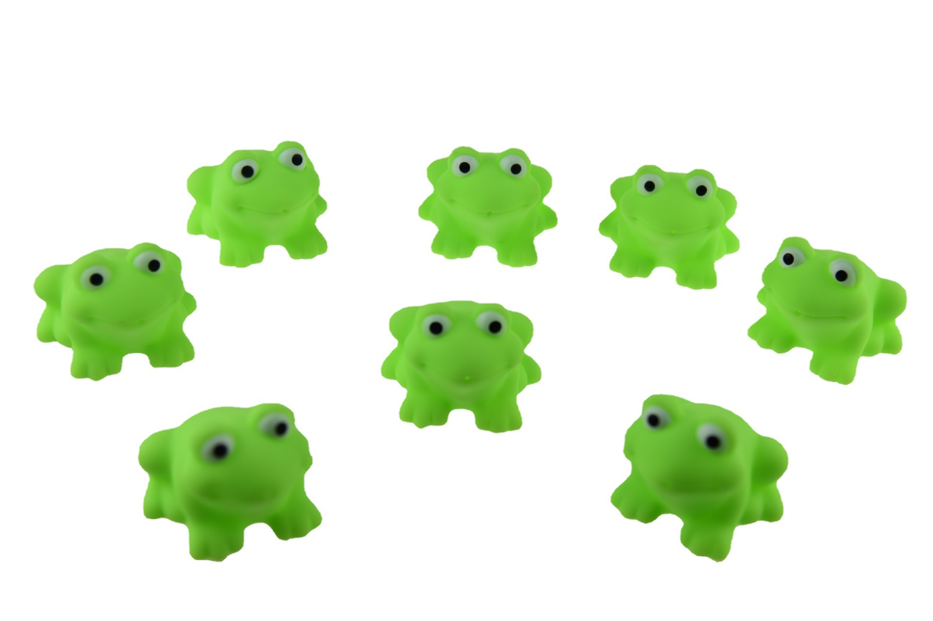 搪胶游泳洗澡吸喷戏水儿童玩具 喷水绿色青蛙造型6只装浴室玩具