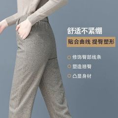 ウールパンツ女性の秋冬 2022 新しいハイウエストスリムプラスベルベット厚みのあるカジュアルハーレムパンツアウターウェア暖かい女性のパンツ