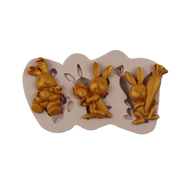 Nuevo vestido de Pascua molde pastel conejo rábano chocolate silicona DIY epoxi fondant molde