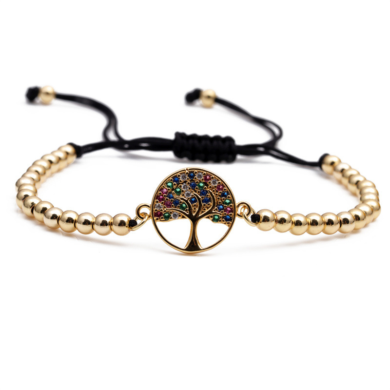 Fashion Micro Inlaid Zircon Lucky Tree Adjustable Pull Box Chain Star Copper Bracelet