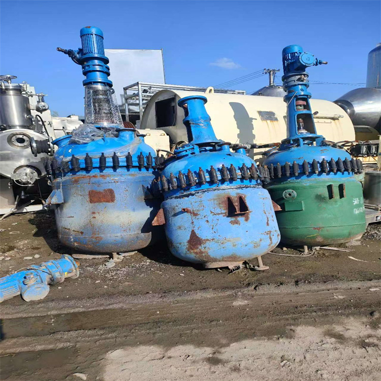 二手搪瓷反应釜 化工结晶双层搅拌罐 常压开式 蒸汽电加热 易清洗