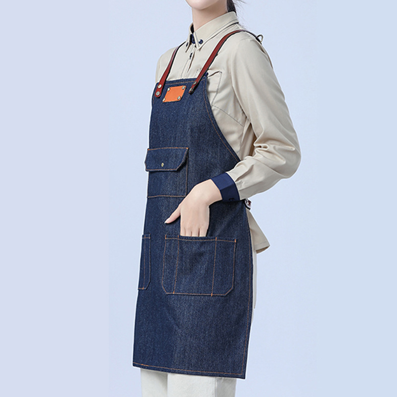 Amazon delantal vaquero cocina café pastel salón de belleza barbería ropa de trabajo delantal casero al por mayor