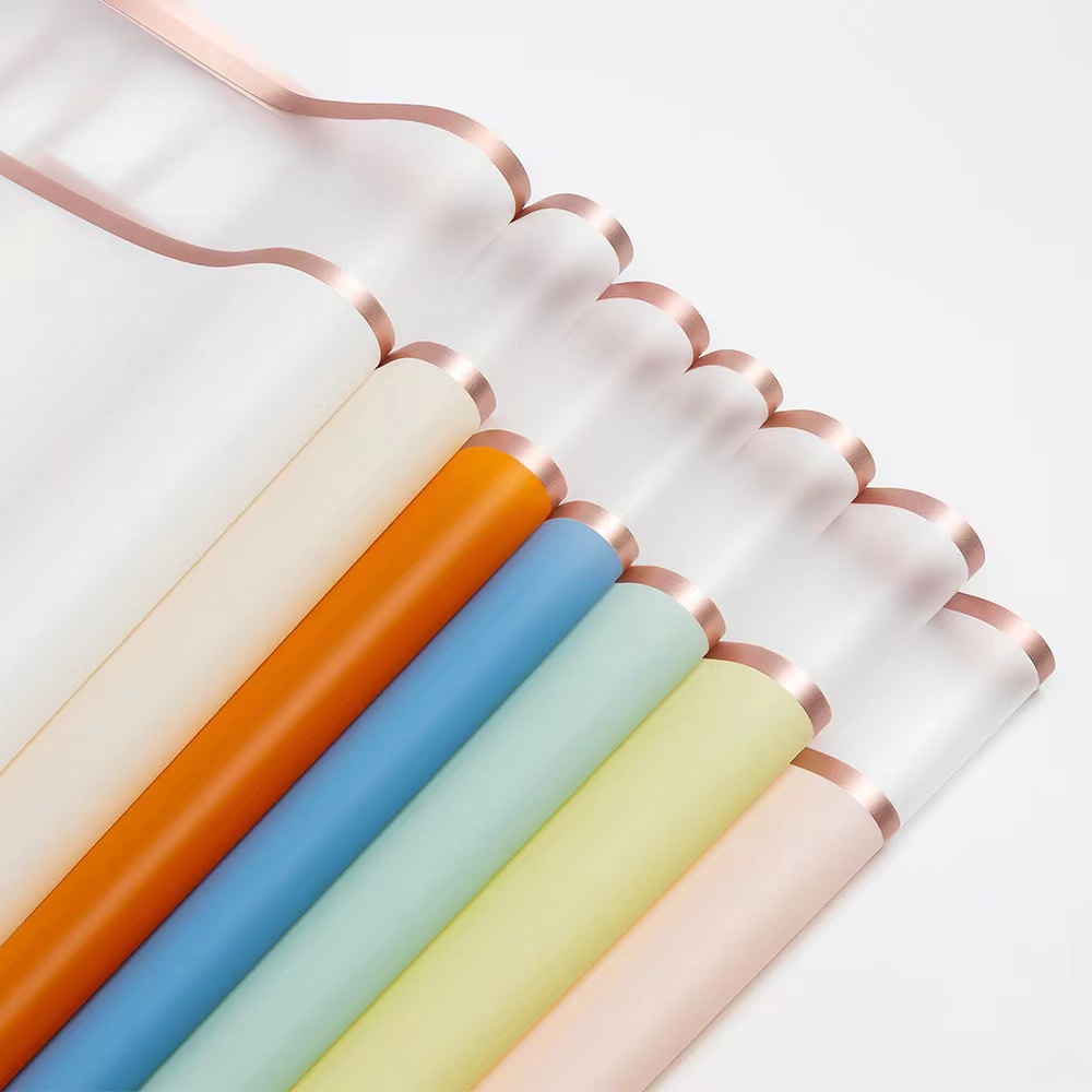 金边新款防水鲜花包装纸批发花艺花束包装纸材料花店跨境包装纸