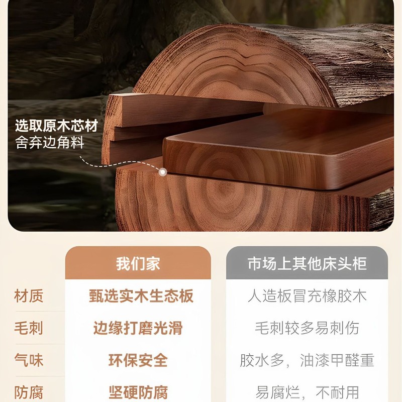 极窄床头柜小型实木中古风家用卧室爆款床边20~30cm夹缝柜置物架|undefined