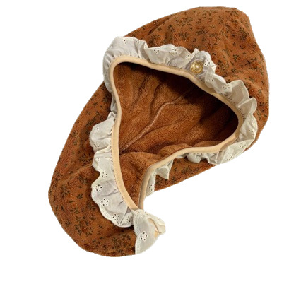 Blommig turban duschmössa för kvinnor med spetskant_voghion.com