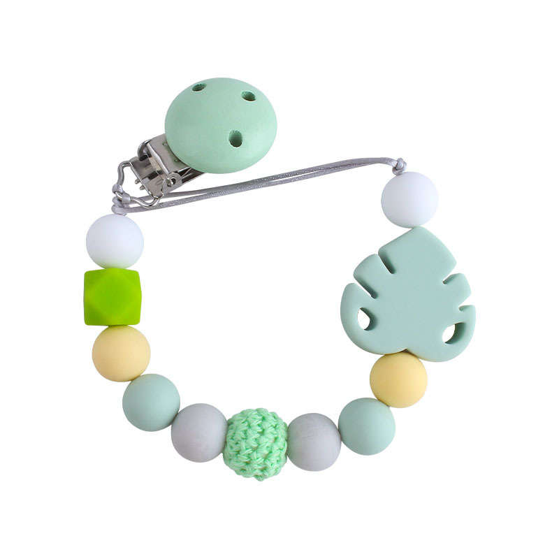 Bebé suministros DIY creativo Hemu chupete clip bebé calmante hoja de silicona molar juguete mordedor chupete cadena