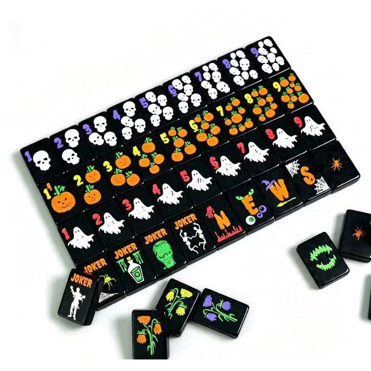Cross-border American Mahjong, four-layer acrylic, European and American style with printed patterns, portable gift-friendly American Mahjong