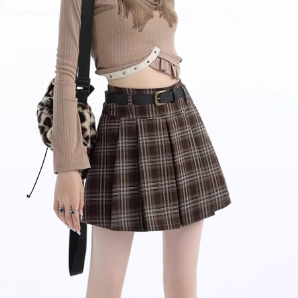 Demi-season elegant pleated skirt