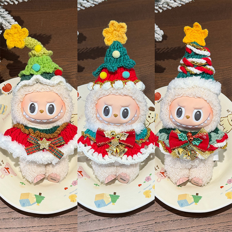 Christmas Labubu Baby Clothes Star Man Clothes Hood Hat Hand-Knitted Doll Accessories Gift Decoration Christmas Labubu Baby Clothes Star Man Clothes Hood Hat Hand-Knitted Doll Accessories Gift Decoration