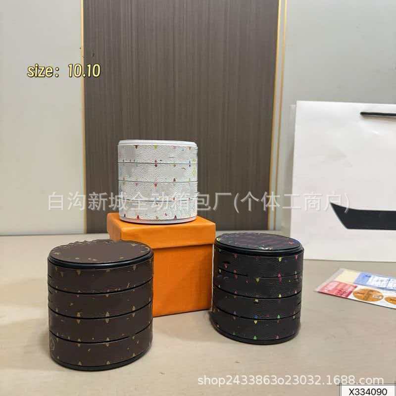 Trendy Brand Export Wholesale Women's New Gift Box Jewelry Box--Versatile and Fashionable Rotating Jewelry Round Storage Box