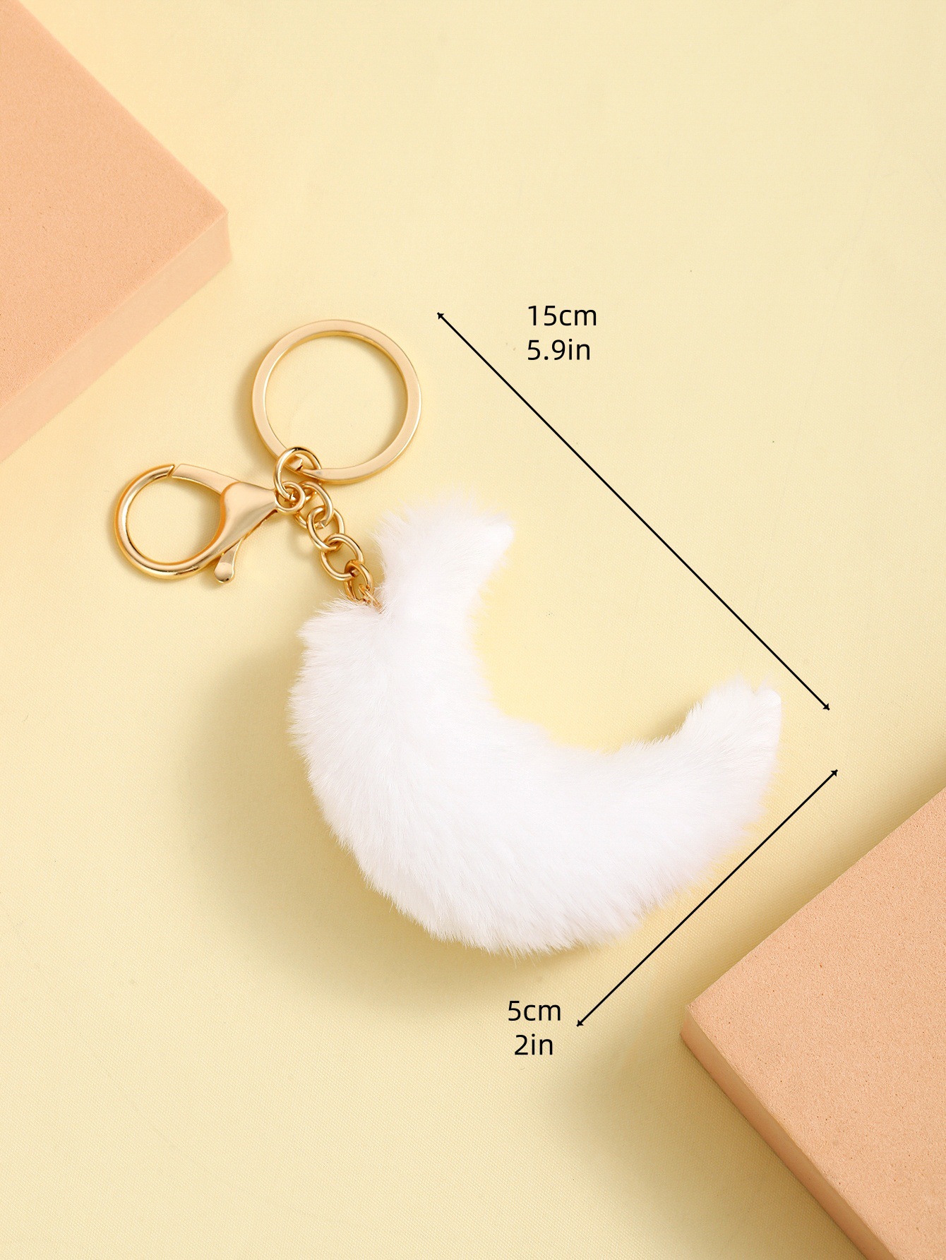 11g Weight Cute Moon Imitation Fur Unisex Keychain