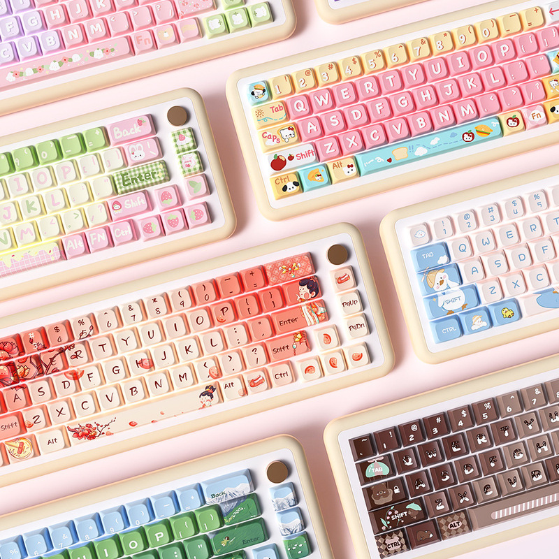 Manufacturer Wholesale Sweet Marshmallow Original Keycaps Cute Korean Style High-Value Mechanical Keyboard Caps for Girls